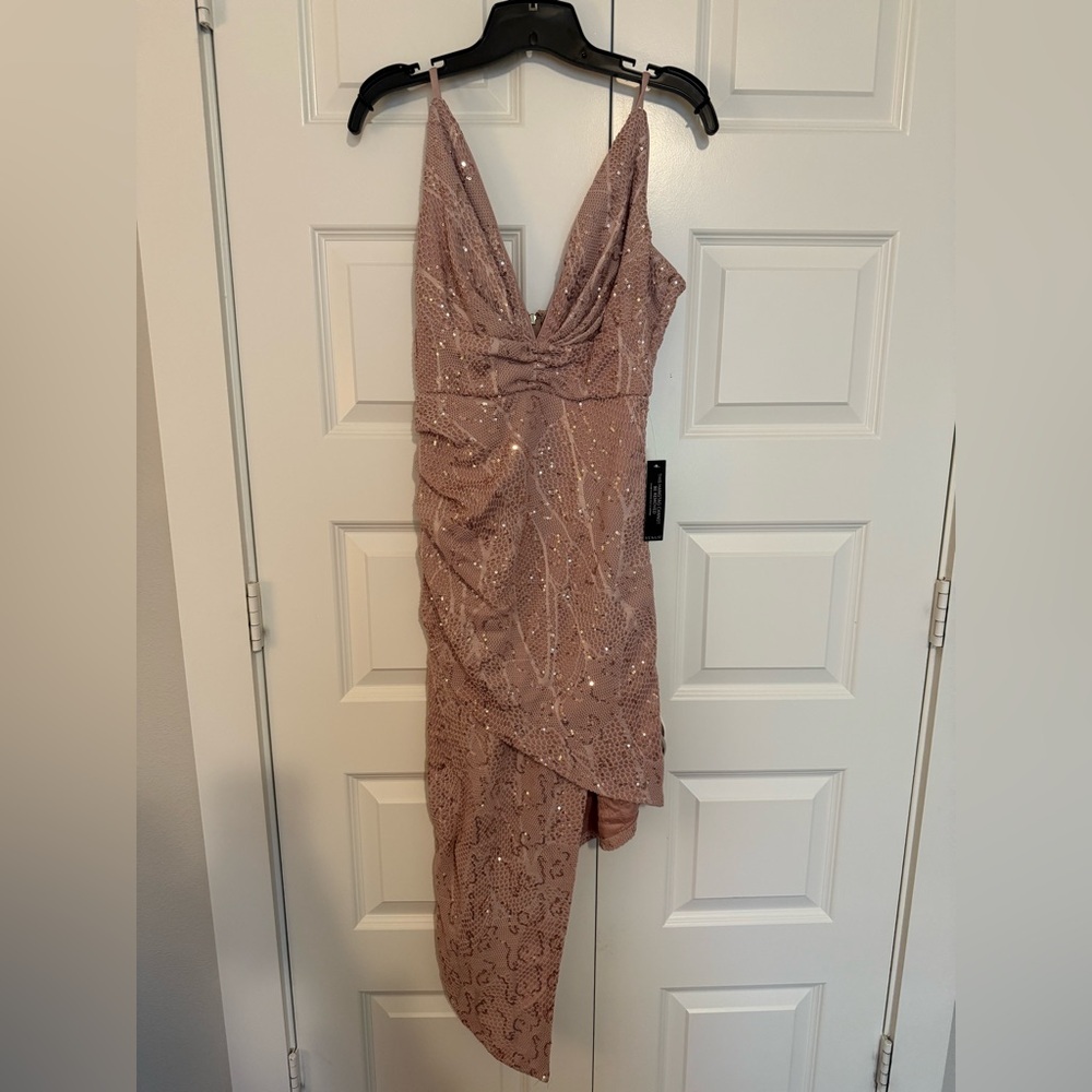 VENUS Asymmetrical Sequin Dress in Mauve